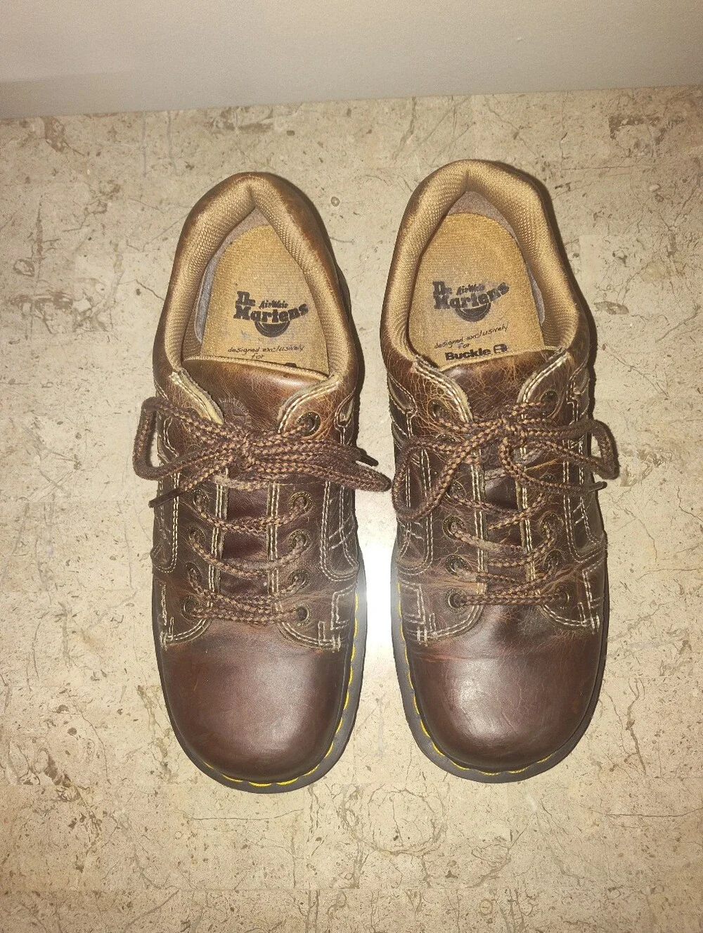 Dr Martens EVERETTE AW004  Men's Brown Leather Shoes - Durable Casual Lace-Up